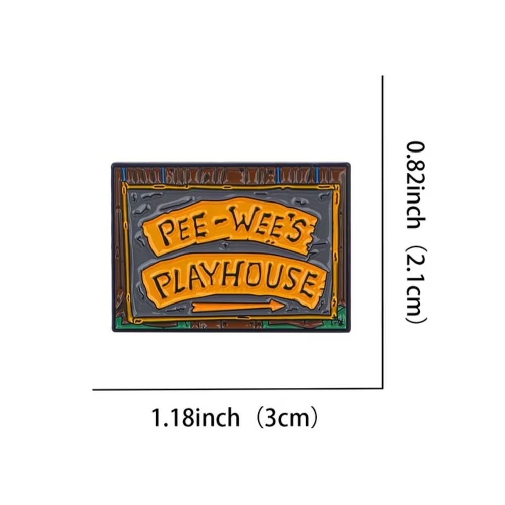 Pee-wee's Playhouse Enamel Pin Retro 80s TV Show Orange Black - Picture 2 of 5